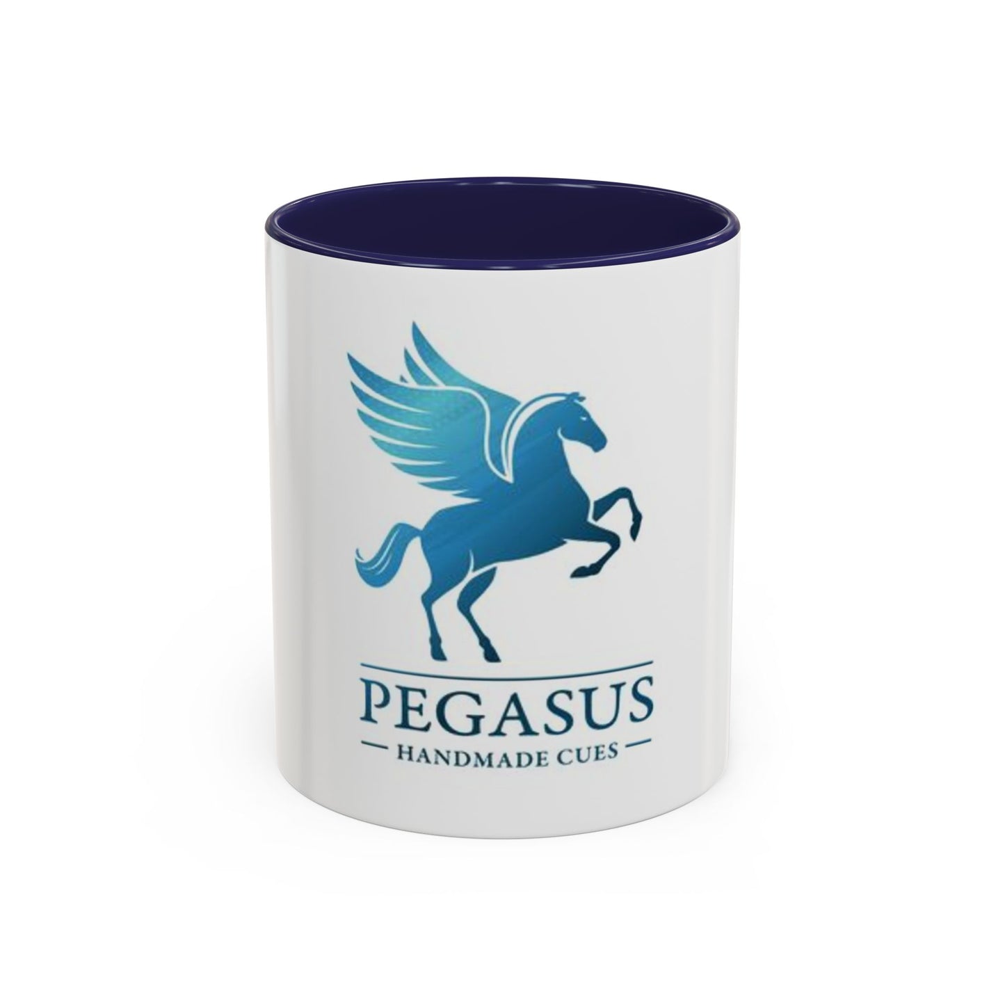 Pegasus Handmade Cues Accent Coffee Mug – Blue Winged Horse Logo (11oz)