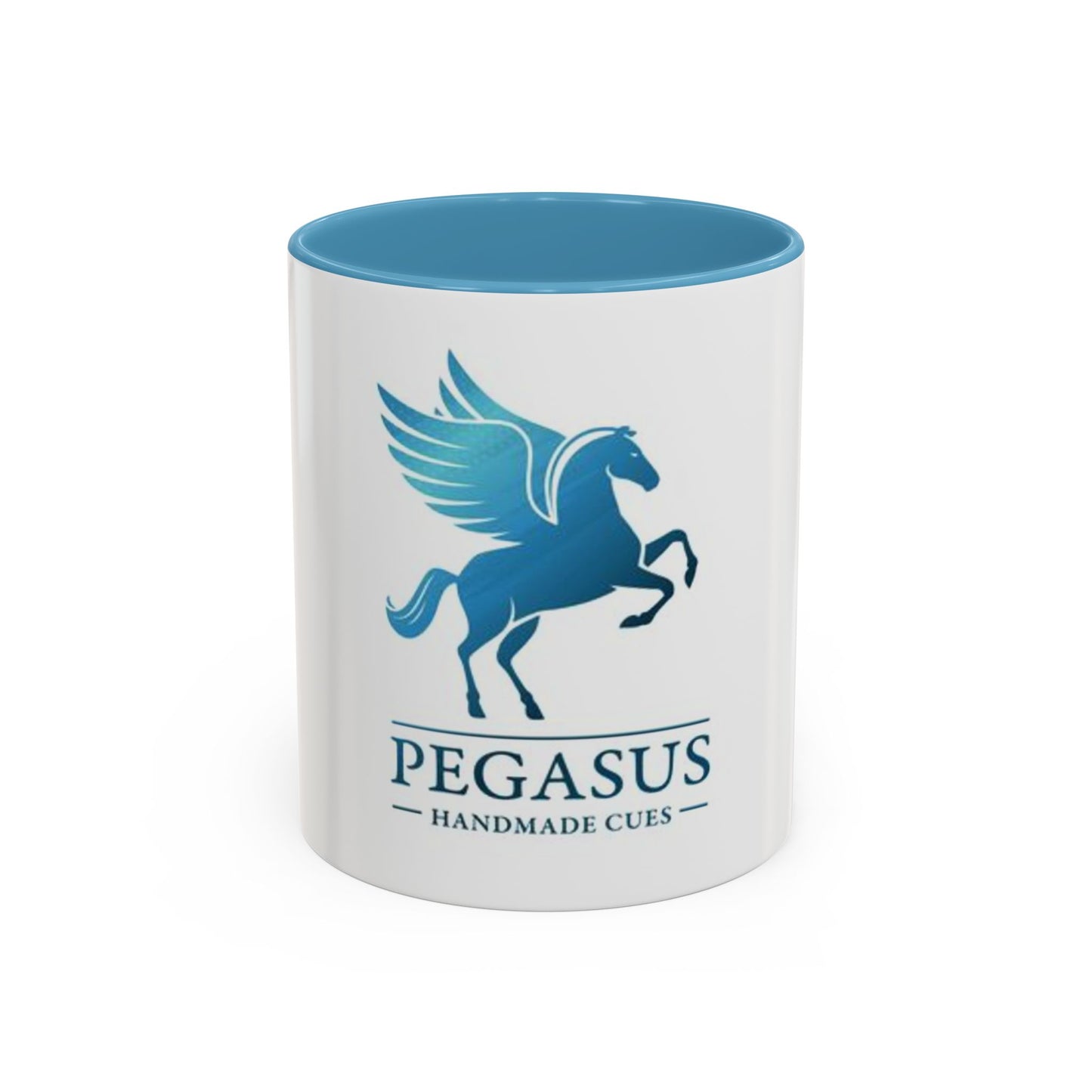Pegasus Handmade Cues Accent Coffee Mug – Blue Winged Horse Logo (11oz)
