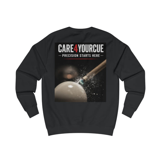 Pool Cue Sweatshirt – "Care4YourCue: Precision Starts Here" Back Graphic