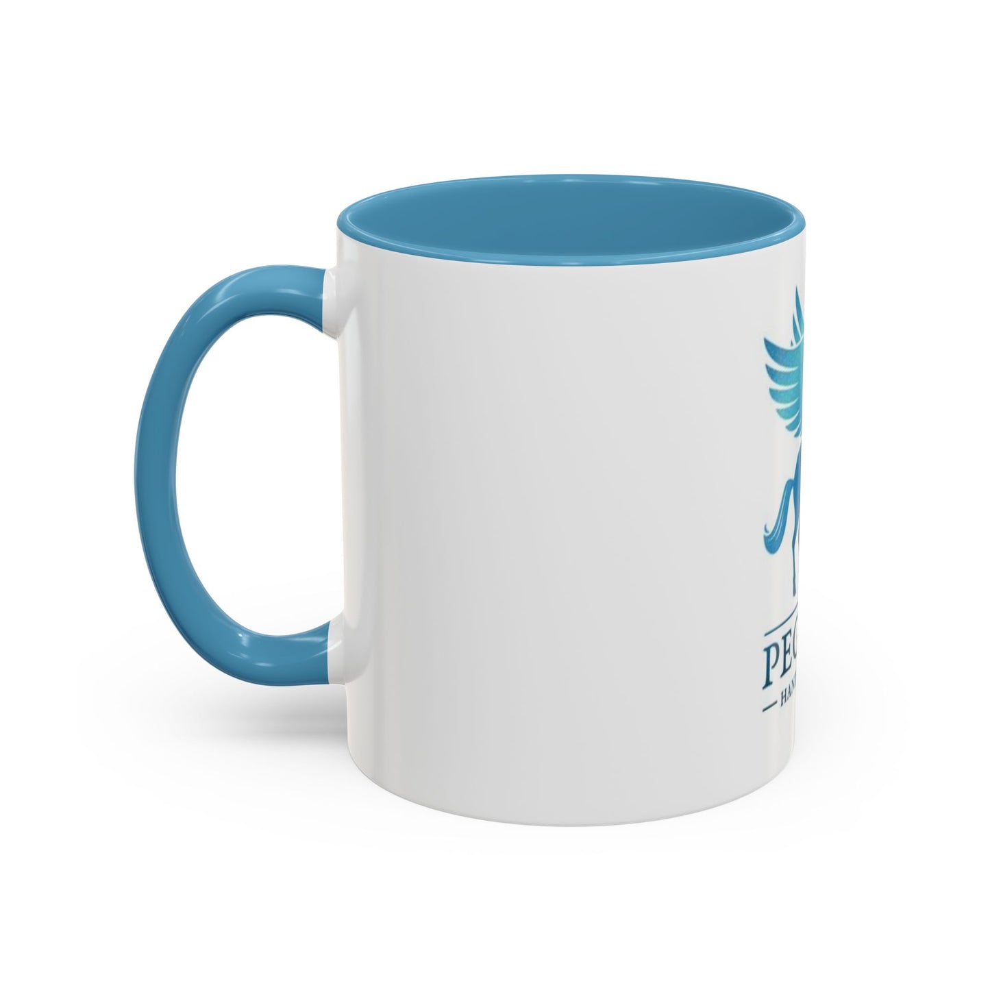 Pegasus Handmade Cues Accent Coffee Mug – Blue Winged Horse Logo (11oz)